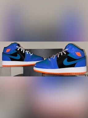 Nike Air Jordan 1 Mid Racer Blue Green Abyss Brand New With Box Grade School 7Y